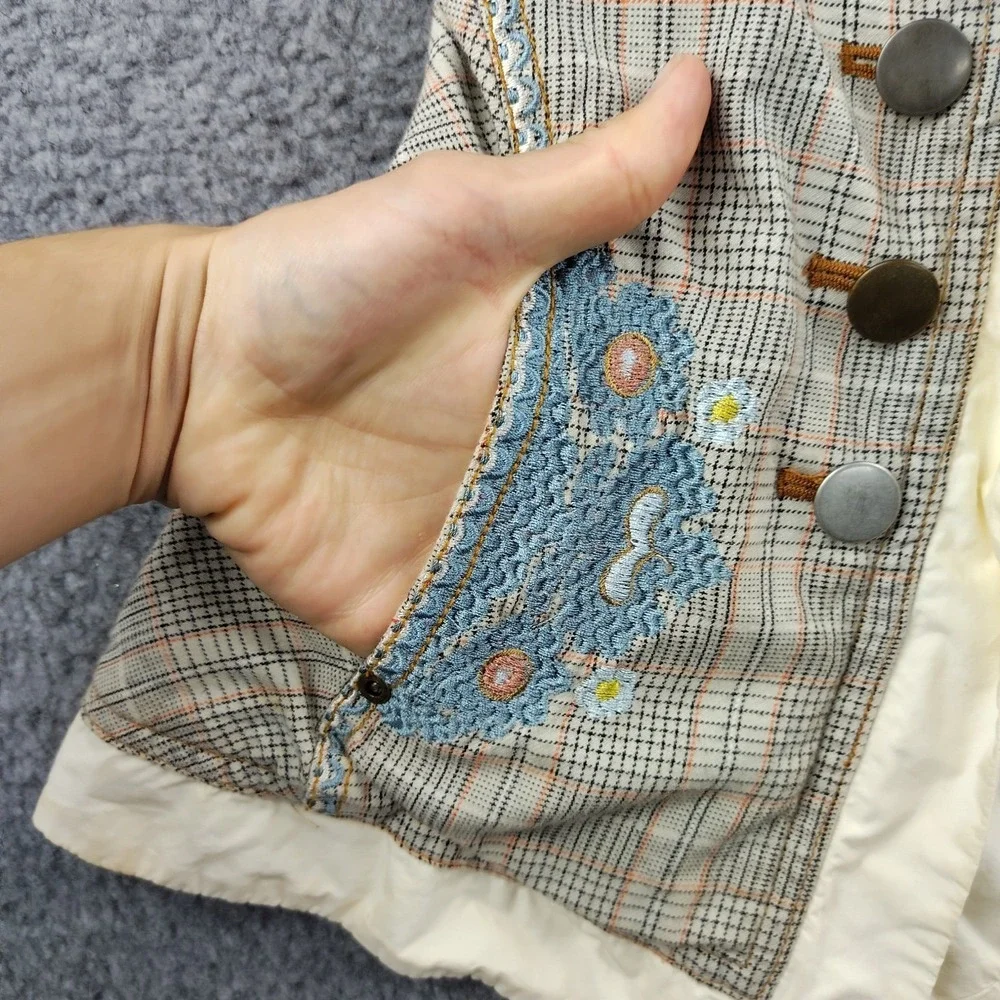 Johnny Was Biya blazer jacket plaid embroidered Floral Size Small Womens - Picture 11 of 12